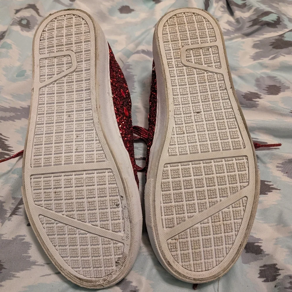 Sparkling Red Glitter Sneakers - Picture 3 of 4